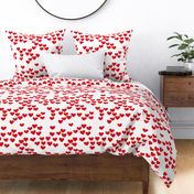 Pastel love hearts tossed hand drawn illustration pattern scandinavian style in red Large