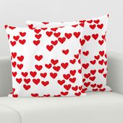 Pastel love hearts tossed hand drawn illustration pattern scandinavian style in red Large