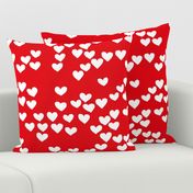 Pastel love hearts tossed hand drawn illustration pattern scandinavian style in red Large