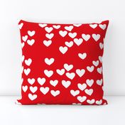 Pastel love hearts tossed hand drawn illustration pattern scandinavian style in red Large