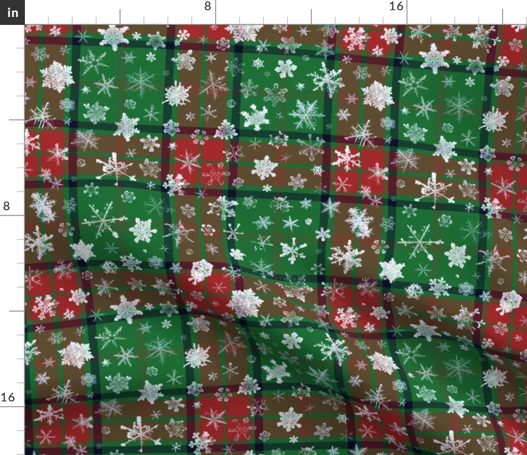 Christmas snowflake tartan (Maxwell tartan, large snowflakes, 3" squares)