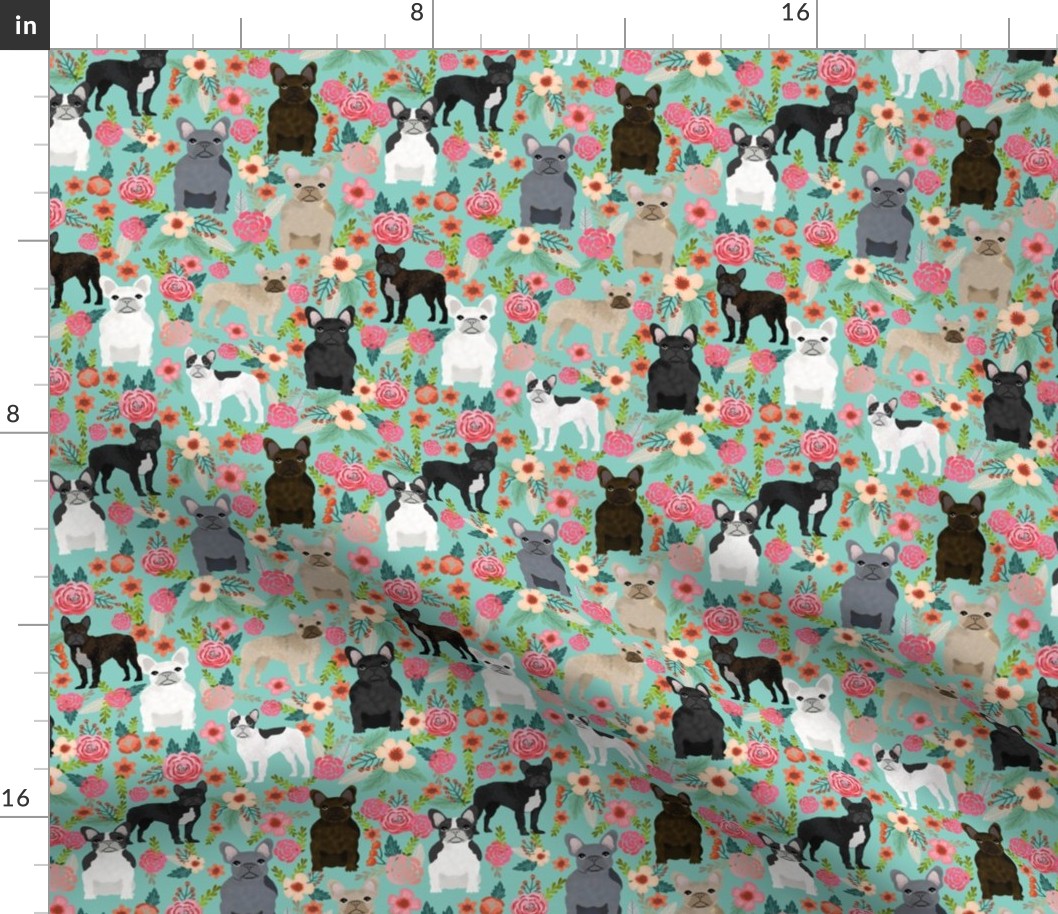 frenchie florals fabric cute french bulldogs fabrics best pet designs