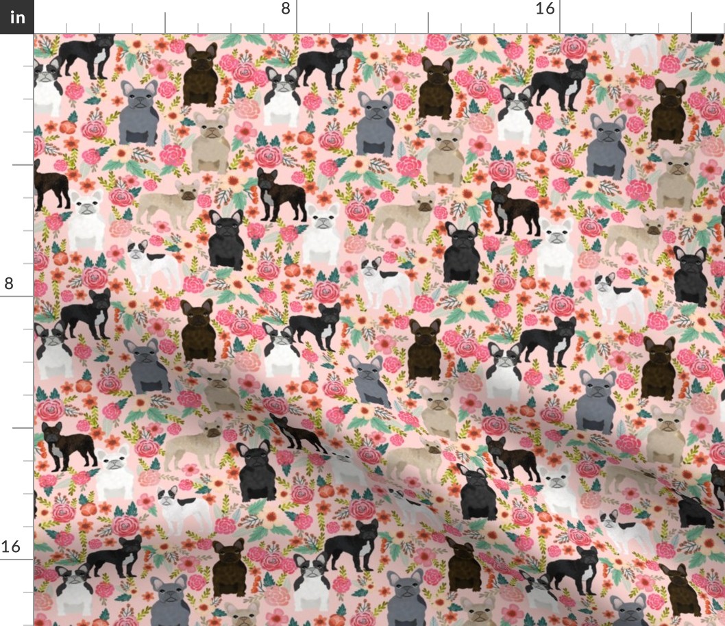 frenchie florals fabric cute french bulldogs fabrics best pet designs