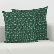 Vintage christmas ditsy mistletoe on dark green