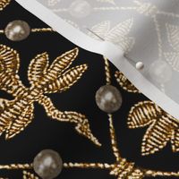 Elizabeth I. Phoenix Portrait Fabric- Black/Gold - With Pearls