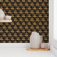 Elizabeth I. Phoenix Portrait Fabric- Black/Gold - With Pearls