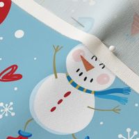 Tea Towel-Festive Snowmen-Blue
