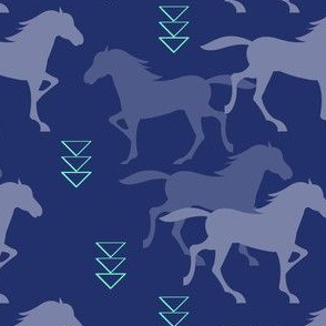 wild horses deep blue with mint