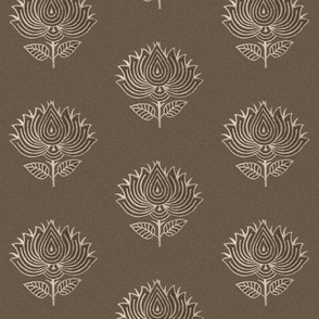 Japanese fabric stamp flower BROWN