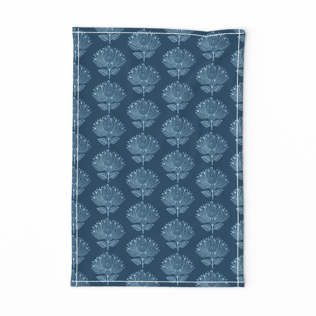 Japanese Fabric Stamp Flower - close - indigo - adj-2012