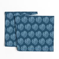 Japanese Fabric Stamp Flower - close - indigo - adj-2012