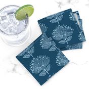 Japanese Fabric Stamp Flower - close - indigo - adj-2012