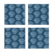 Japanese Fabric Stamp Flower - close - indigo - adj-2012