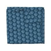 Japanese Fabric Stamp Flower - close - indigo - adj-2012