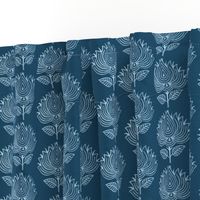 Japanese Fabric Stamp Flower - close - indigo - adj-2012