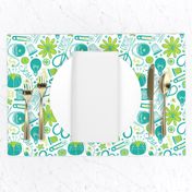 Design Sew Creativity - Sewing Typography White Aqua Green Regular Scale