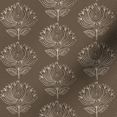 Japanese Fabric Stamp Flower_close_brown