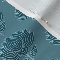 Japanese Fabric Stamp Flower_close_turquoise-blue