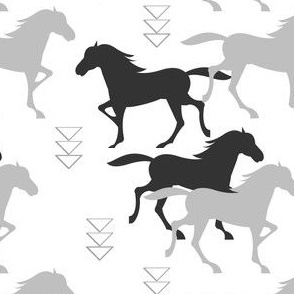 wild horses monochrome black and white