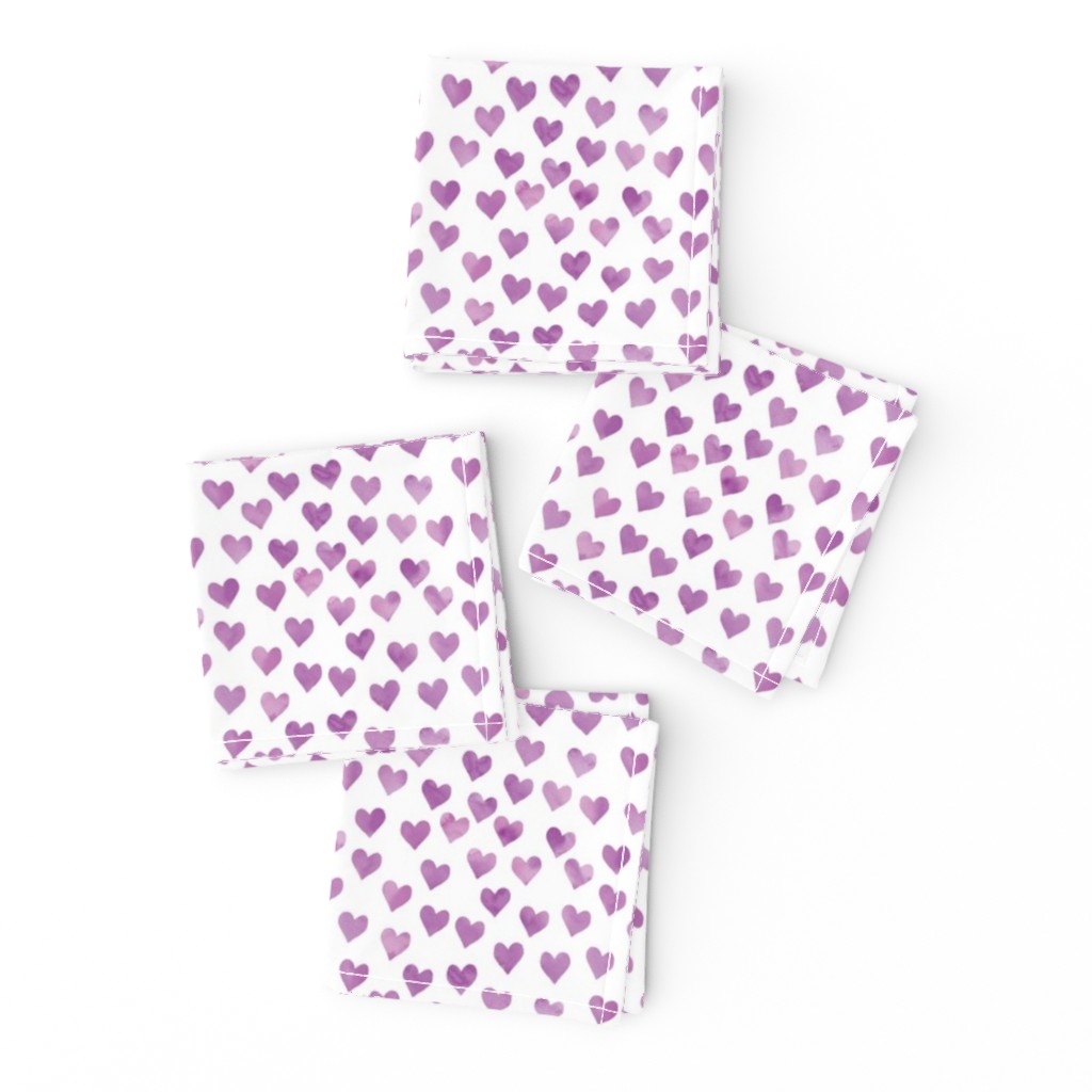 watercolor hearts in purple