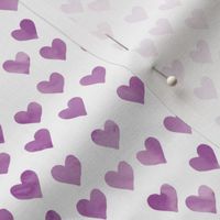 watercolor hearts in purple