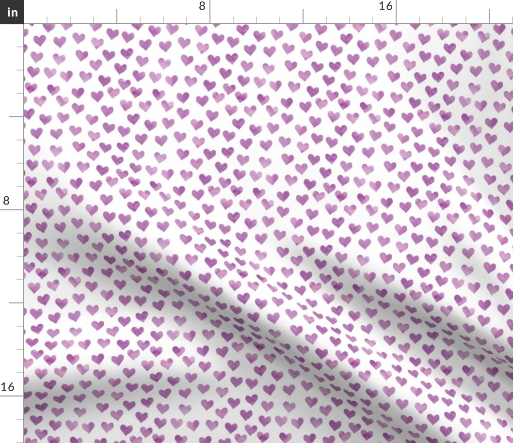 watercolor hearts in purple