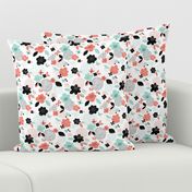 *New* smaller Scattered Flowers // by petite_circus // black and white mint coral peach // cute baby kids nursery //