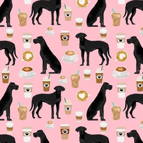 great dane coffee fabric blossom pink cute dogs design black great danes design