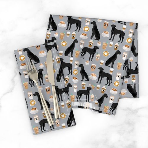 great dane coffee fabric grey cute dogs design black great danes design