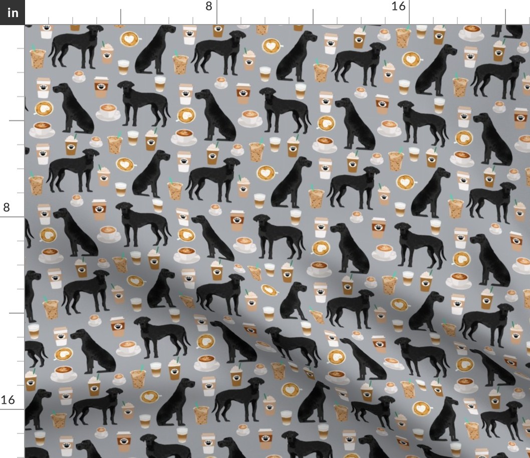 great dane coffee fabric grey cute dogs design black great danes design