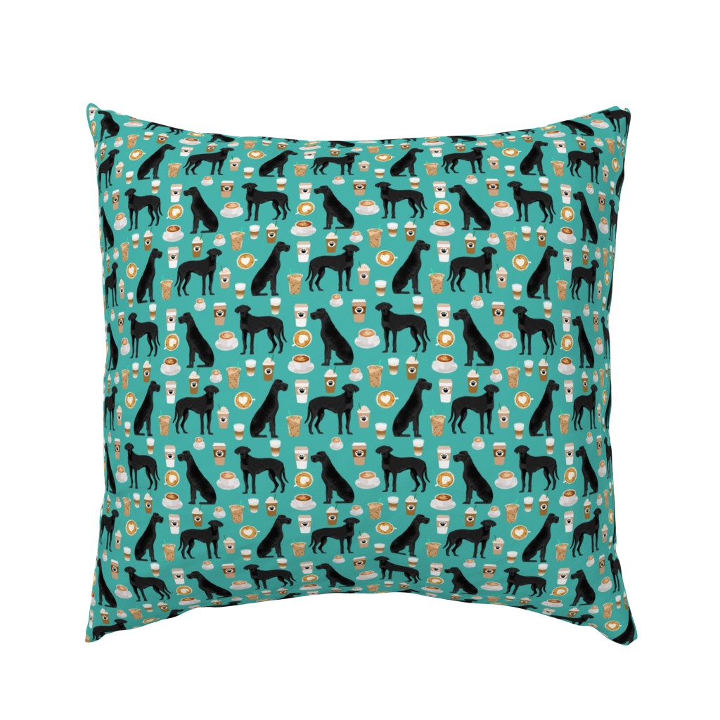 great dane coffee fabric turquoise cute dogs design black great danes design