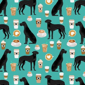 great dane coffee fabric turquoise cute dogs design black great danes design