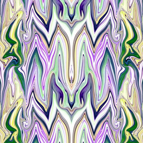 Dancing Prisms - A Fantastical Surreal World of Ogres and Gargoyles in Pastel Green - Yellow - Lilac