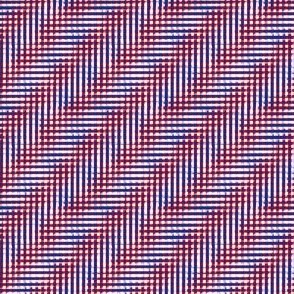 glitchy red / white / blue  plaid