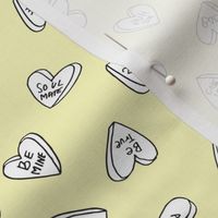 sweet hearts // pastel yellow cute hearts valentines candy design andrea lauren fabric