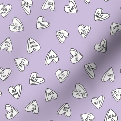 sweet hearts // pastel purple sweets valentines candy cute love hearts fabric