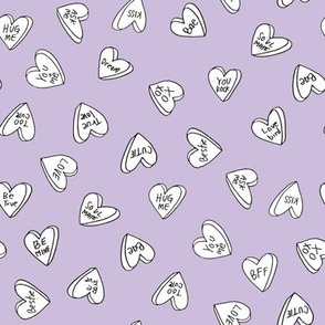 sweet hearts // pastel purple sweets valentines candy cute love hearts fabric