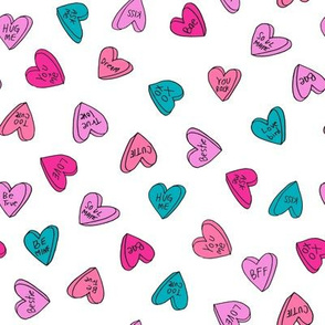 sweet hearts // bright hearts love heart valentines fabric turquoise pink aqua purple valentines love fabric