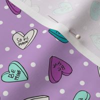 sweet hearts // purple dots pastel mint and purple valentines love hearts