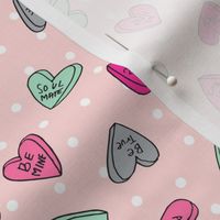 sweet hearts // pink dots valentines love candy best love sweets pastel pink valentines fabric andrea lauren design