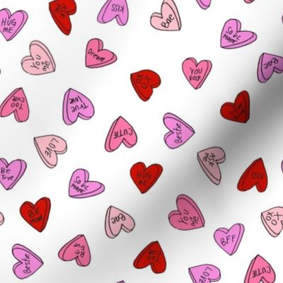 sweet hearts // pink and red sweet candies valentines love hearts valentines fabric andrea lauren design