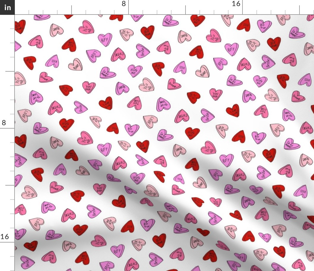 sweet hearts // pink and red sweet candies valentines love hearts valentines fabric andrea lauren design