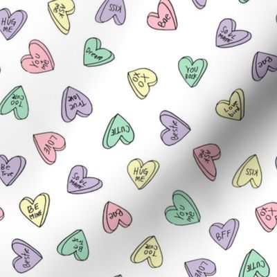 sweet hearts // pastel pink mint purple candies sweet heart valentines love candy valentines fabric andrea lauren