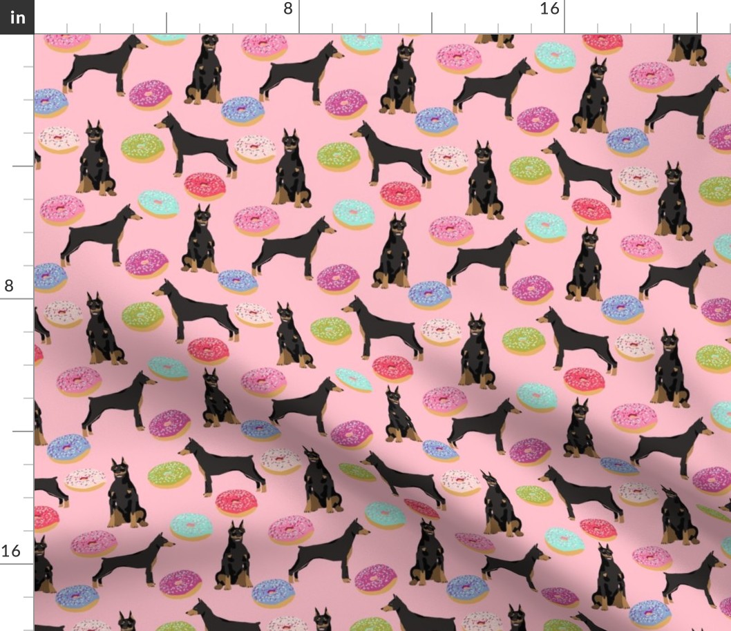 doberman dog fabric doberman pinscher blossom pink pizza fabric