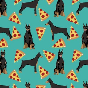 doberman dog fabric doberman pinscher  turquoise pizza fabric