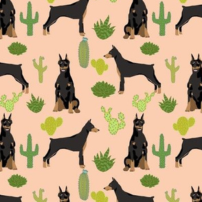 doberman dog fabric doberman pinscher  apricot cactus fabric