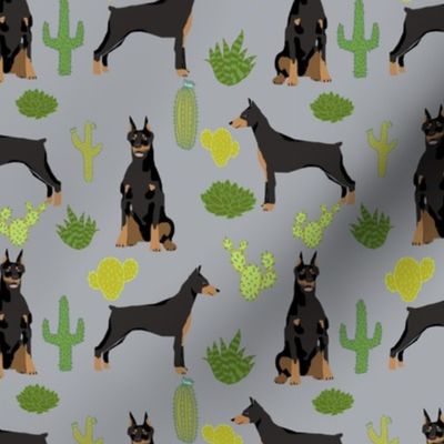 doberman dog fabric doberman pinscher quarry grey cactus fabric