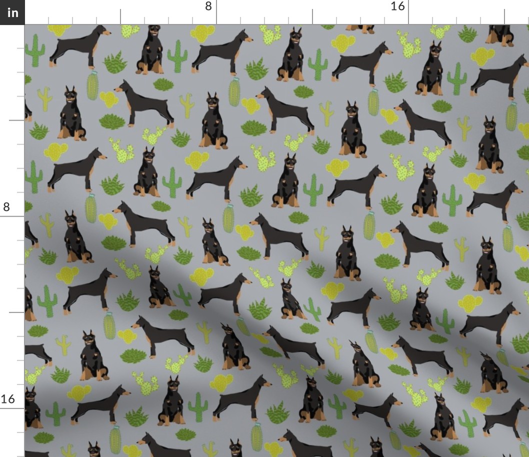 doberman dog fabric doberman pinscher quarry grey cactus fabric