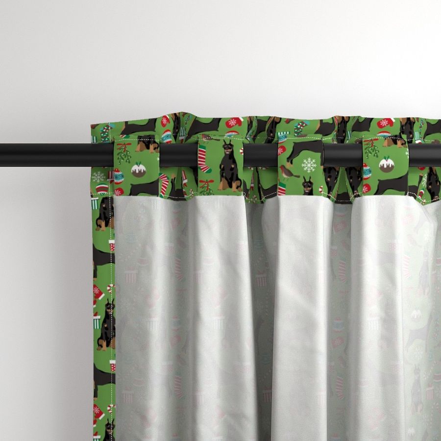 doberman dog fabric doberman pinscher asparagus green christmas fabric