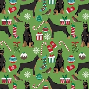 doberman dog fabric doberman pinscher asparagus green christmas fabric